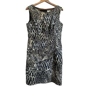 Dressbarn Women's Black & Beige Animal Print Sleeveless Dress Size‎ 12